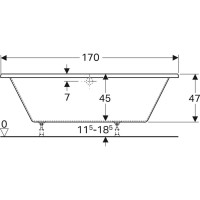 Ванна акриловая Geberit Tawa 650470000, 170 х 75 см, белая
