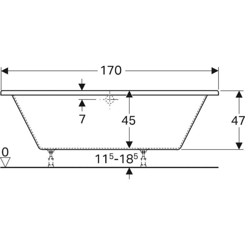 Ванна акриловая Geberit Tawa 650470000, 170 х 75 см, белая