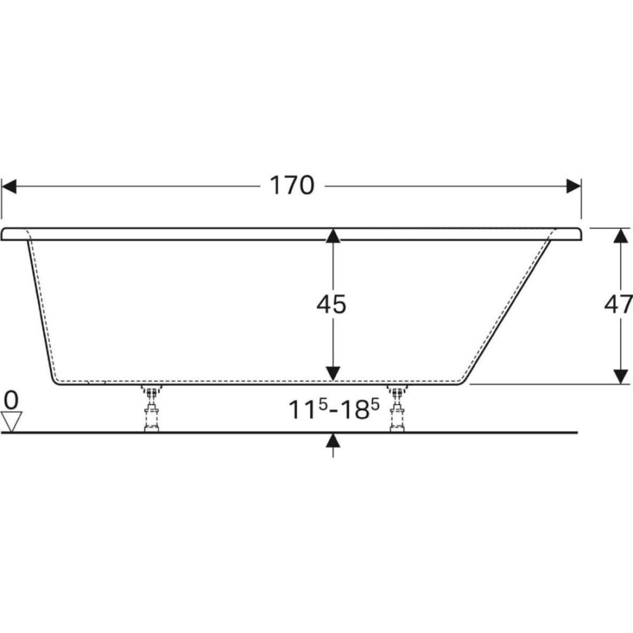 Ванна акриловая Geberit iCon 650475000, 170 х 75 см, белая