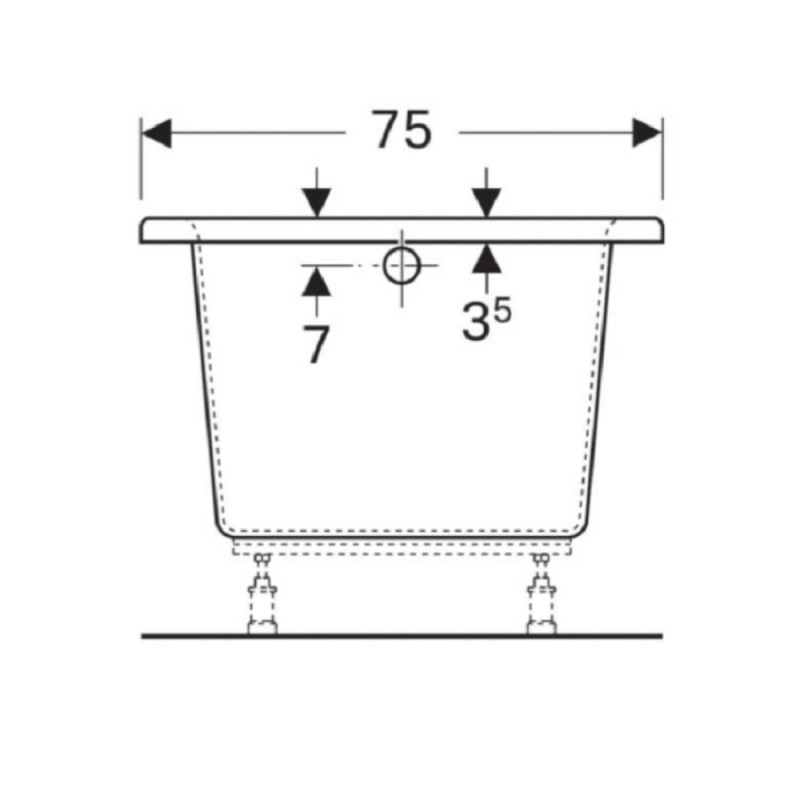 Ванна акриловая Geberit iCon 650475000, 170 х 75 см, белая