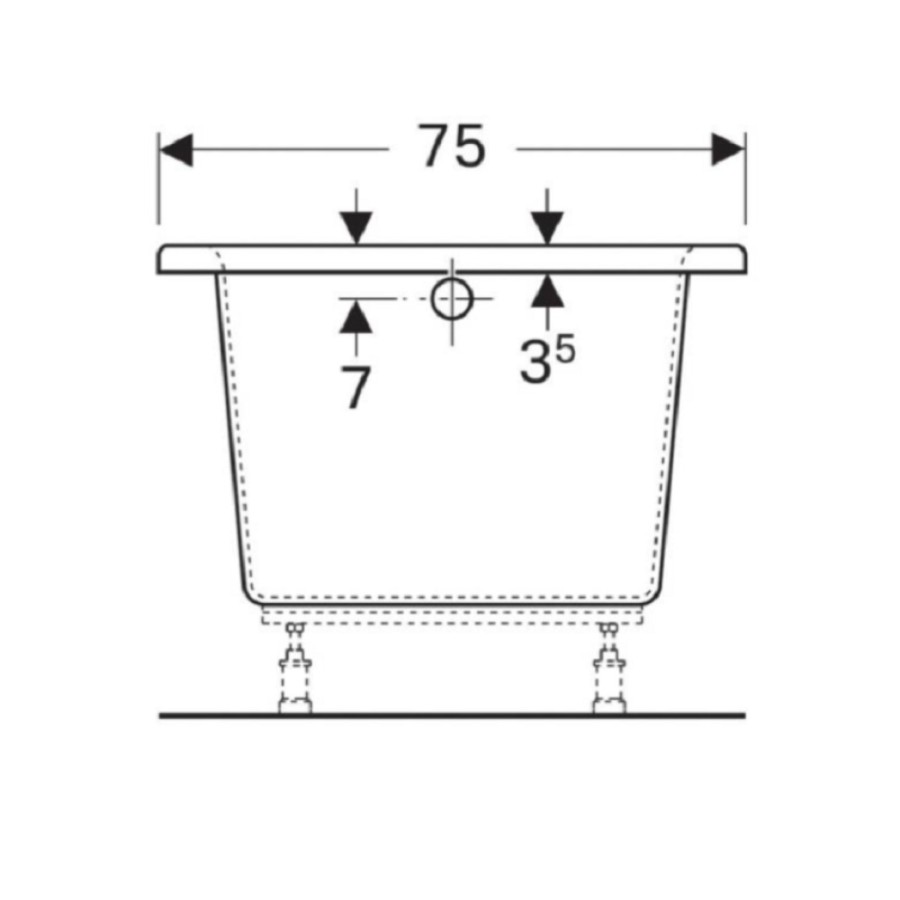 Ванна акриловая Geberit iCon 650475000, 170 х 75 см, белая