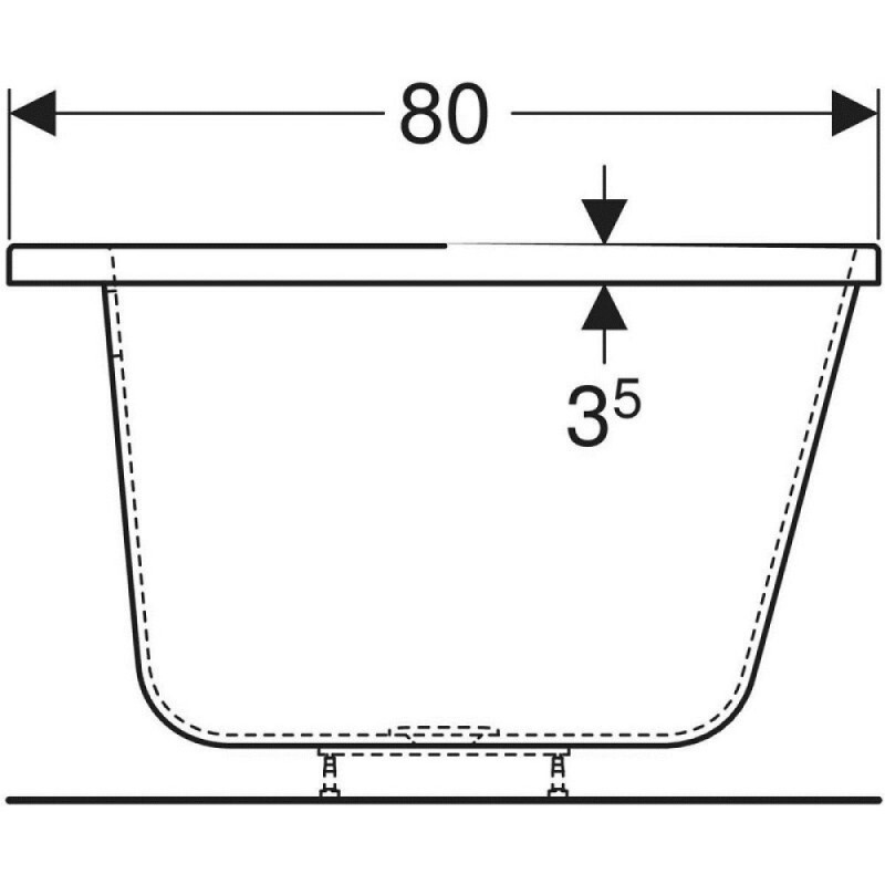 Ванна акриловая Geberit myDay 650580000, 180 х 80 см, белая