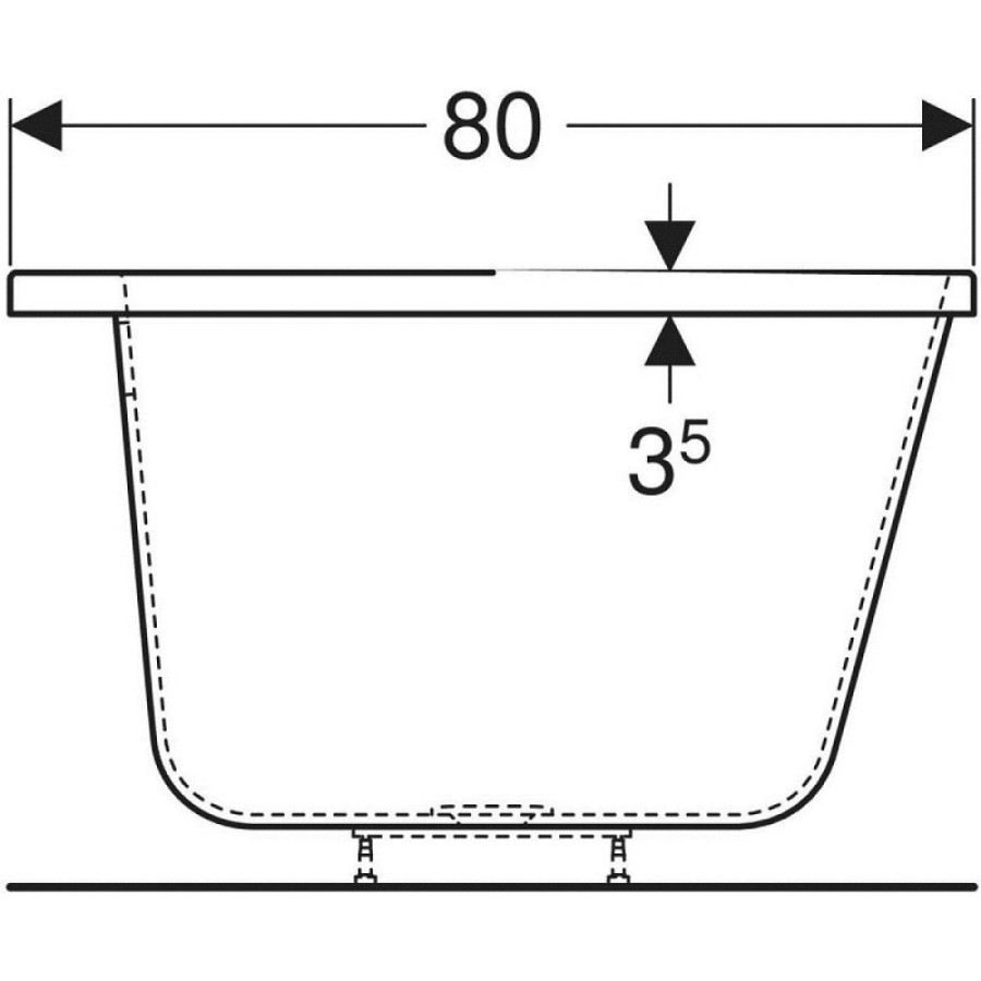 Ванна акриловая Geberit myDay 650580000, 180 х 80 см, белая