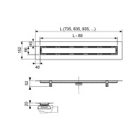 Дренажный канал для укладки натурального камня TECE Drainline 650700, 70 см
