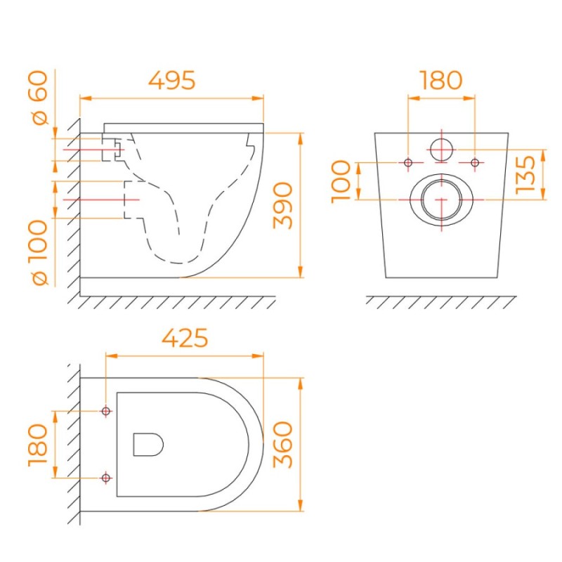 Унитаз подвесной RGW SW-44 65420244-01, безободковый, смыв торнадо, сиденье микролифт, белый