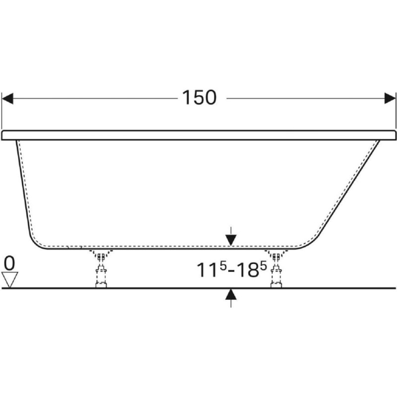 Ванна акриловая Geberit Renova 657340000, 150 х 100 см, белая, правосторонняя