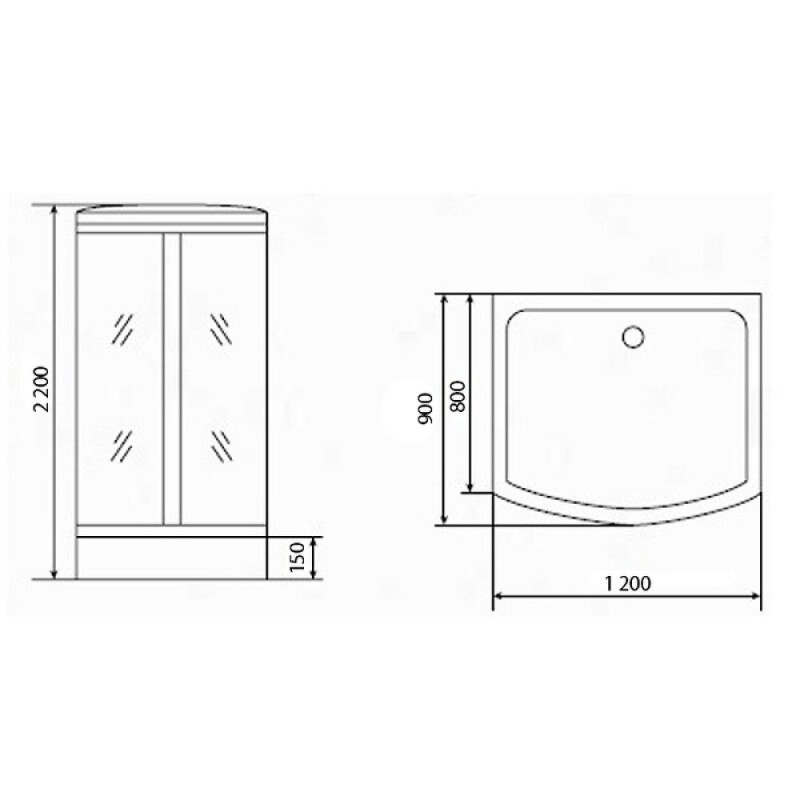 Душевая кабина Timo Standart Т-6615SF Silver Fabric 120 x 90 см, с крышей, хром