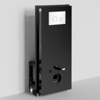 Инсталляция для унитаза WasserKraft Glan 66TLT.010.ME.BL.WH01, декоративная стеклянная панель черная, механическая кнопка смыва белая, ободки хром