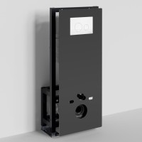 Инсталляция для унитаза WasserKraft Glan 66TLT.010.ME.BL.WM02, декоративная стеклянная панель черная, механическая кнопка смыва белая матовая