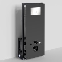 Инсталляция для унитаза WasserKraft Glan 66TLT.010.ME.BL.BN03, декоративная стеклянная панель черная, механическая кнопка смыва никель