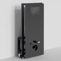 Инсталляция для унитаза WasserKraft Glan 66TLT.010.ME.BL.MB03, декоративная стеклянная панель черная, механическая кнопка смыва черная матовая