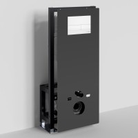 Инсталляция для унитаза WasserKraft Glan 66TLT.010.ME.BL.WH04, декоративная стеклянная панель черная, механическая кнопка смыва белая
