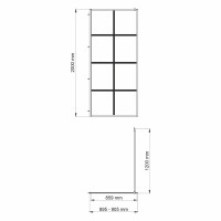 Душевая перегородка WasserKraft Glan 66W39, со свободным входом, 90 см, стекло прозрачное с принтом, профиль черный