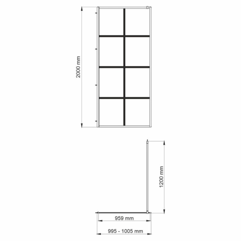 Душевая перегородка WasserKraft Glan 66W44 со свободным входом, 100 см, стекло прозрачное с принтом, профиль черный