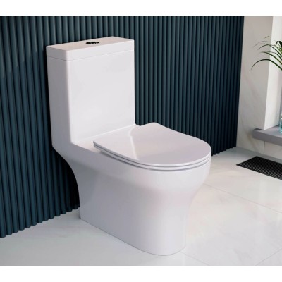 Унитаз-компакт RGW SW-05 67420105-01, безободковый, сиденье микролифт, белый