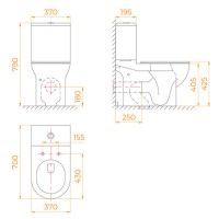 Унитаз-компакт RGW SW-05 67420105-01, безободковый, сиденье микролифт, белый