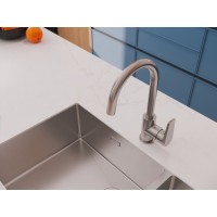 Смеситель Cersanit Moduo 68222, для кухонной мойки, с подключением к фильтру, PVD-сатин