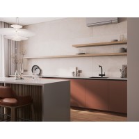 Смеситель Cersanit Crea 68223, для кухонной мойки, с подключением к фильтру, черный матовый