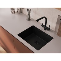 Смеситель Cersanit Crea 68223, для кухонной мойки, с подключением к фильтру, черный матовый