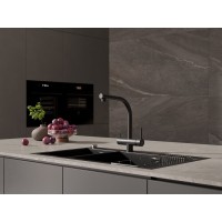 Смеситель Cersanit Crea 68223, для кухонной мойки, с подключением к фильтру, черный матовый
