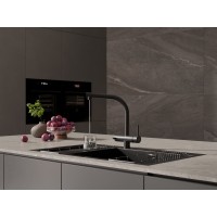 Смеситель Cersanit Crea 68223, для кухонной мойки, с подключением к фильтру, черный матовый
