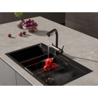 Смеситель Cersanit Crea 68223, для кухонной мойки, с подключением к фильтру, черный матовый