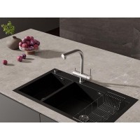 Смеситель для кухонной мойки Cersanit Crea 68224, с подключением к фильтру с питьевой водой, PVD покрытие, сатин