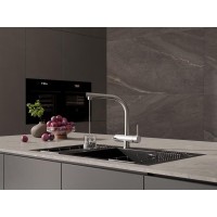Смеситель для кухонной мойки Cersanit Crea 68224, с подключением к фильтру с питьевой водой, PVD покрытие, сатин