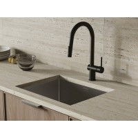 Смеситель Cersanit Brasko 68225, для кухонной мойки, с выдвижным изливом, черный матовый