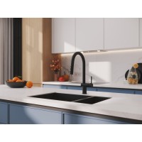 Смеситель Cersanit Brasko 68225, для кухонной мойки, с выдвижным изливом, черный матовый
