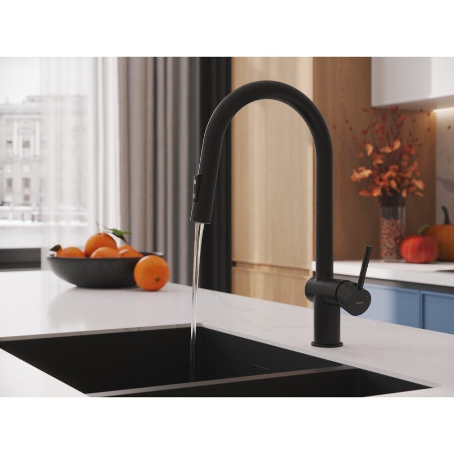 Смеситель Cersanit Brasko 68225, для кухонной мойки, с выдвижным изливом, черный матовый