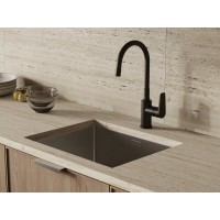 Смеситель Cersanit Moduo 68230, для кухонной мойки, с гибким изливом, черный матовый
