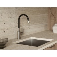 Смеситель для кухонной мойки Cersanit Moduo 68231, с гибким изливом, цвет сатин/черный
