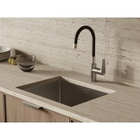 Смеситель для кухонной мойки Cersanit Moduo 68231, с гибким изливом, цвет сатин/черный