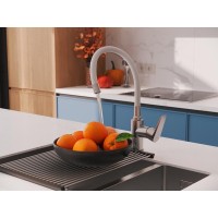 Смеситель для кухонной мойки Cersanit Moduo 68232, с гибким изливом, цвет белый/хром