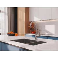 Смеситель для кухонной мойки Cersanit Moduo 68232, с гибким изливом, цвет белый/хром