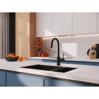 Смеситель Cersanit Melar 68234, для кухонной мойки, черный матовый