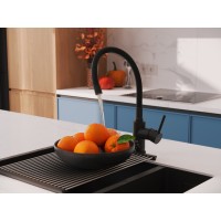 Смеситель Cersanit Melar 68234, для кухонной мойки, черный матовый