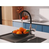 Смеситель Cersanit Melar 68235, для кухонной мойки, сатин/черный