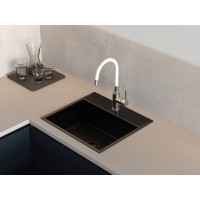 Смеситель Cersanit Melar 68236, для кухонной мойки, сатин/белый