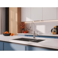 Смеситель Cersanit Melar 68236, для кухонной мойки, сатин/белый