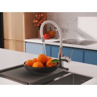 Смеситель Cersanit Melar 68236, для кухонной мойки, сатин/белый