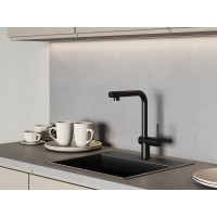 Смеситель Cersanit Flavis 68237, для кухонной мойки, с выдвижным изливом, черный матовый