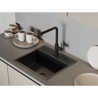 Смеситель Cersanit Flavis 68240, для кухонной мойки, черный матовый