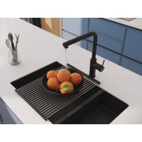 Смеситель Cersanit Flavis 68240, для кухонной мойки, черный матовый