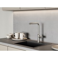Смеситель для кухонной мойки Cersanit Flavis 68241, сатин PVD