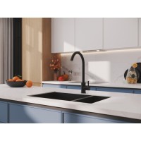 Смеситель Cersanit Como 68243, для кухонной мойки, черный матовый