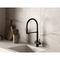 Смеситель Cersanit Zen 68250, для кухонной мойки, с подключением к фильтру, черный матовый