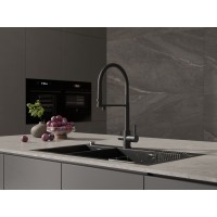 Смеситель Cersanit Zen 68250, для кухонной мойки, с подключением к фильтру, черный матовый