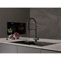 Смеситель Cersanit Zen 68250, для кухонной мойки, с подключением к фильтру, черный матовый